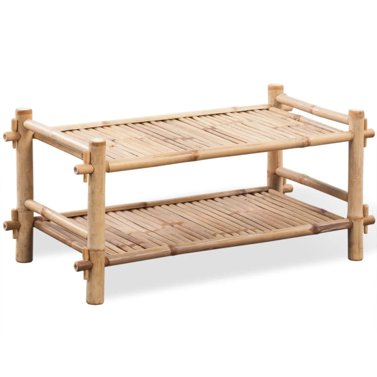 Natural wood bamboo shoe rack for a clutter-free entryway