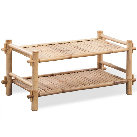 Natural wood bamboo shoe rack for a clutter-free entryway