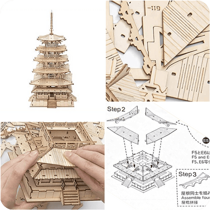 3D DIY Japanese temple model for creative home decor projects