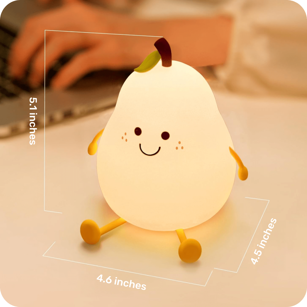 Kawaii pear lamp with a warm, ambient light