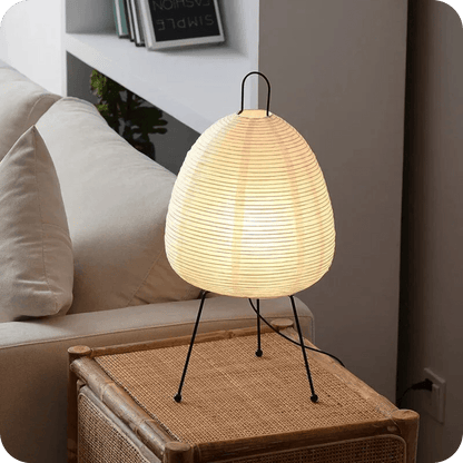 Decorative Japanese table lamp with minimalist tripod design